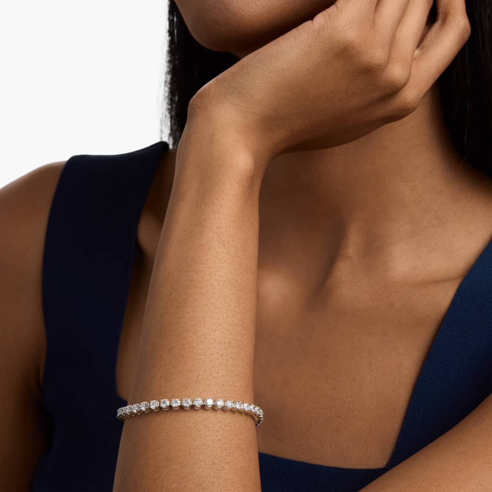 7 " Four Prong Lab-Grown Diamond Tennis Bracelet In 14K Yellow Gold