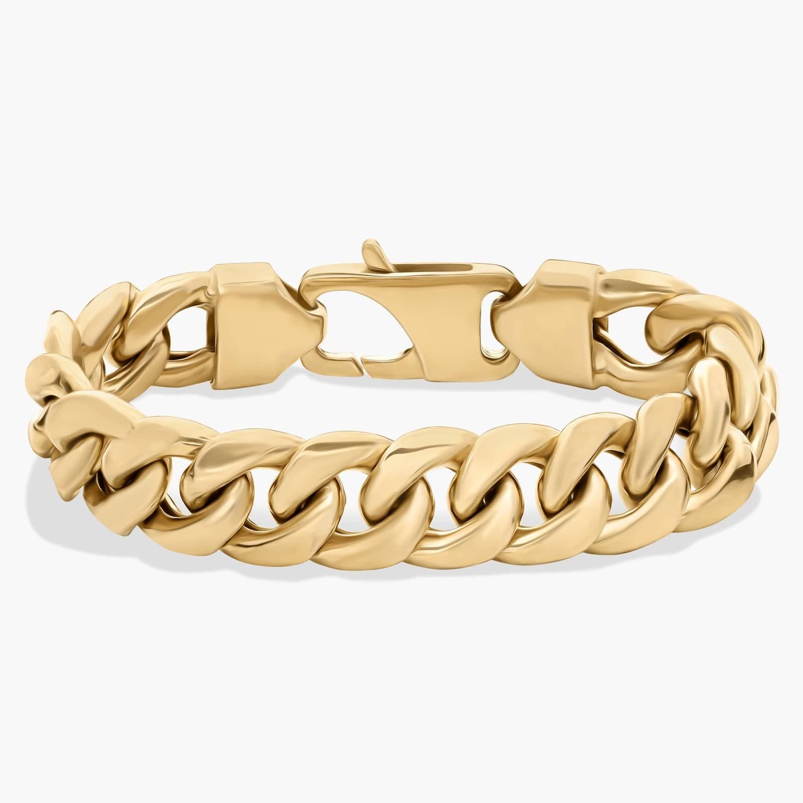 8" Men's Miami Cuban Link Bracelet in 14k Yellow Gold (15 mm)