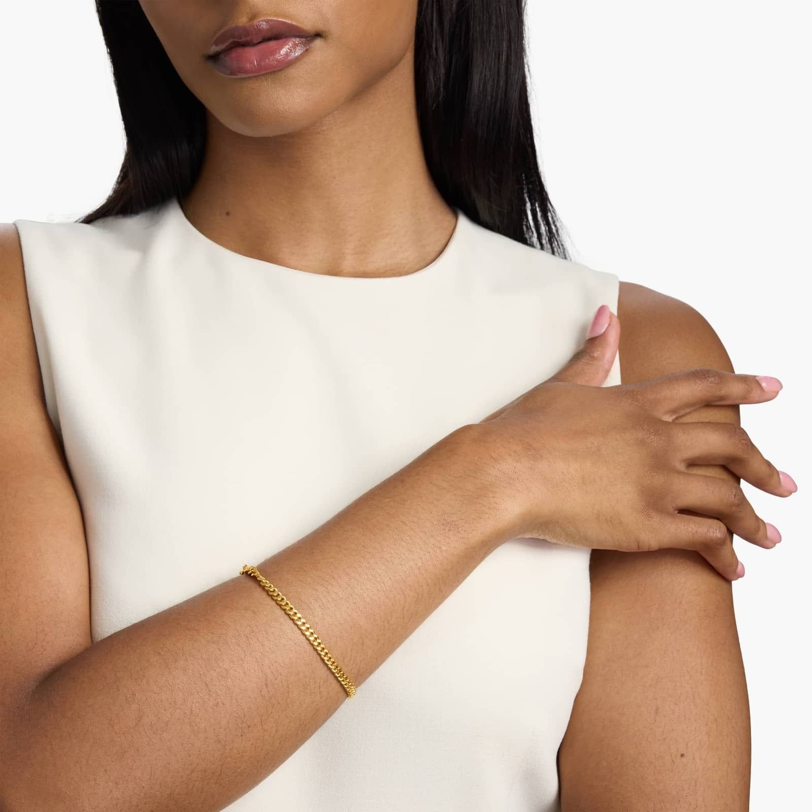 8" Cuban Link Bracelet In 24k Yellow Gold