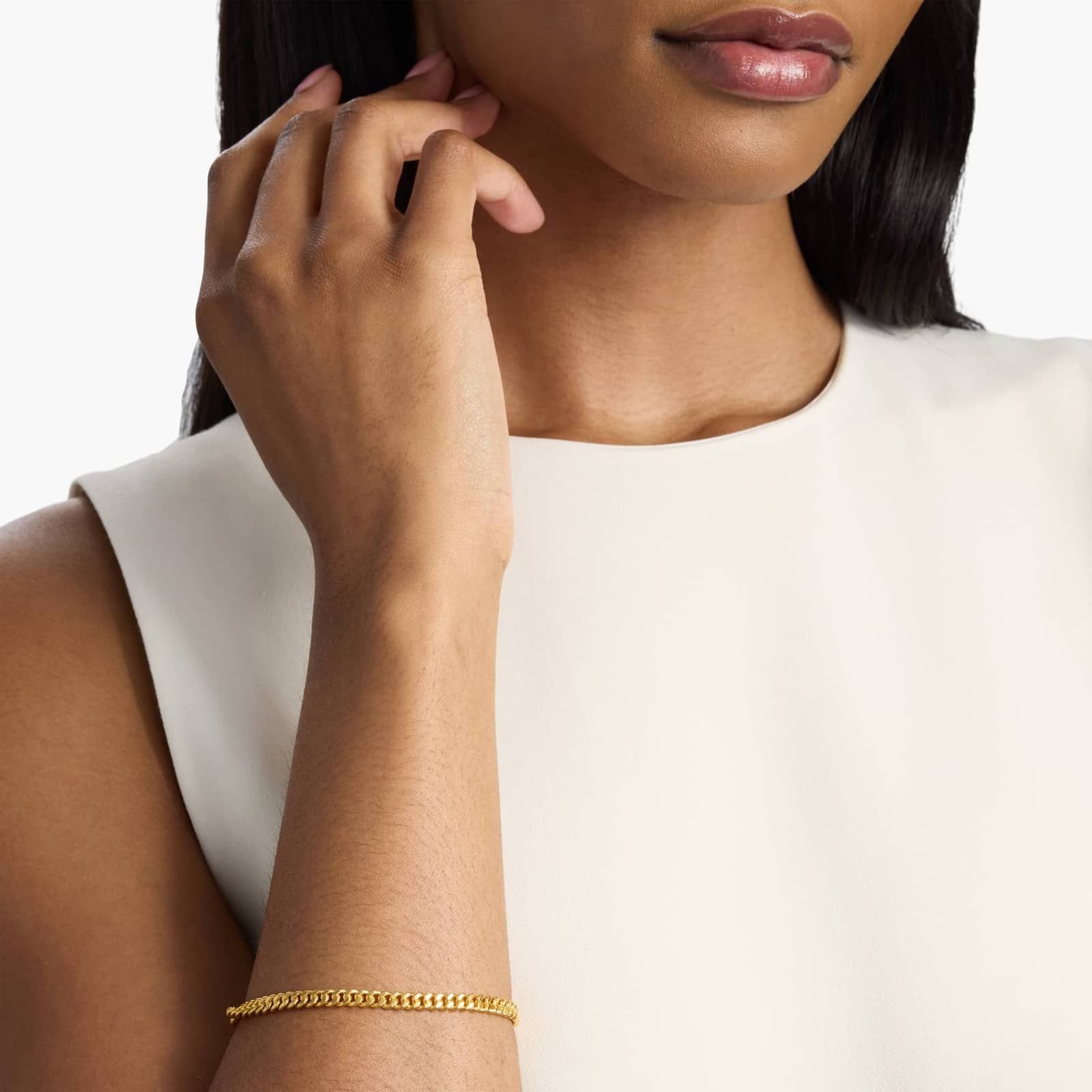 8" Cuban Link Bracelet In 24k Yellow Gold