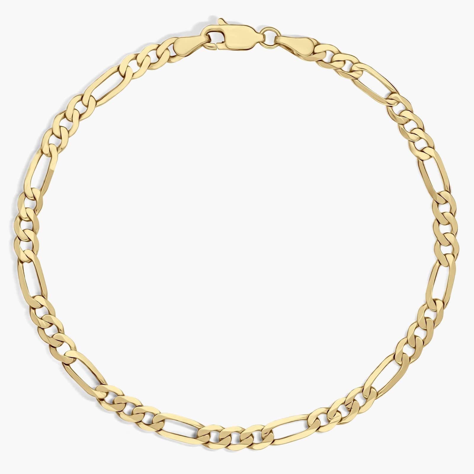 14K Solid Yellow Gold Figaro Chain Bracelets for Women and Men with Different Sizes