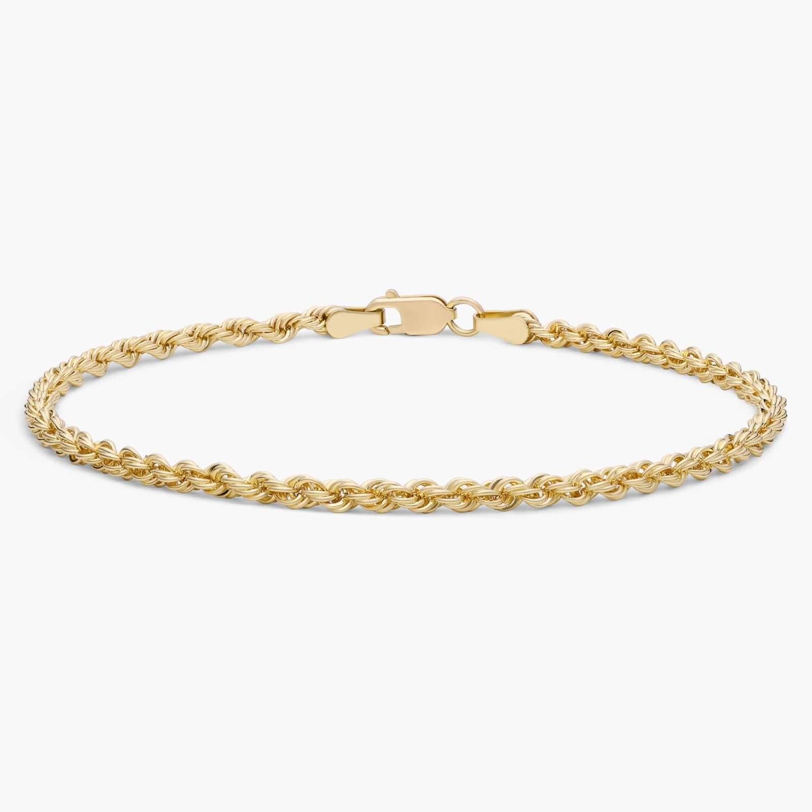 14KT Gold Rope Chain Bracelet for Men & Women 3 MM