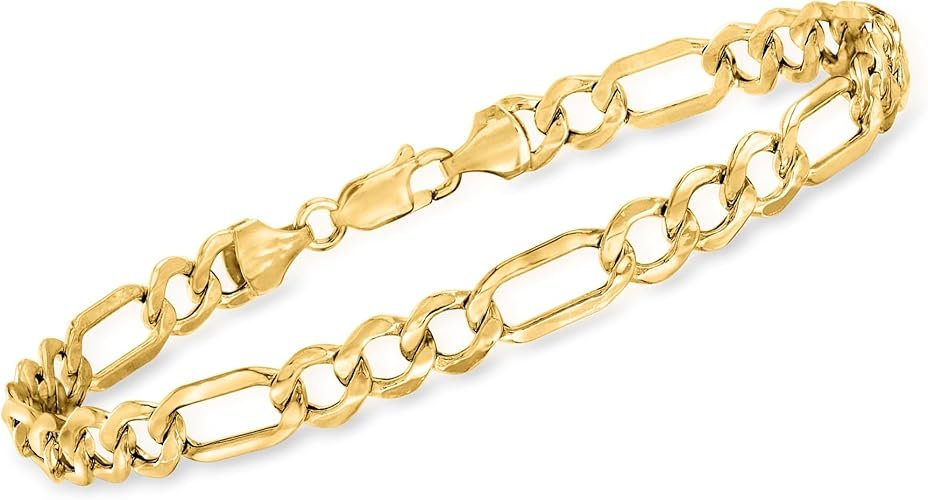 14KT Yellow Gold Figaro-Link Bracelet. 8.5 inches 6.5MM