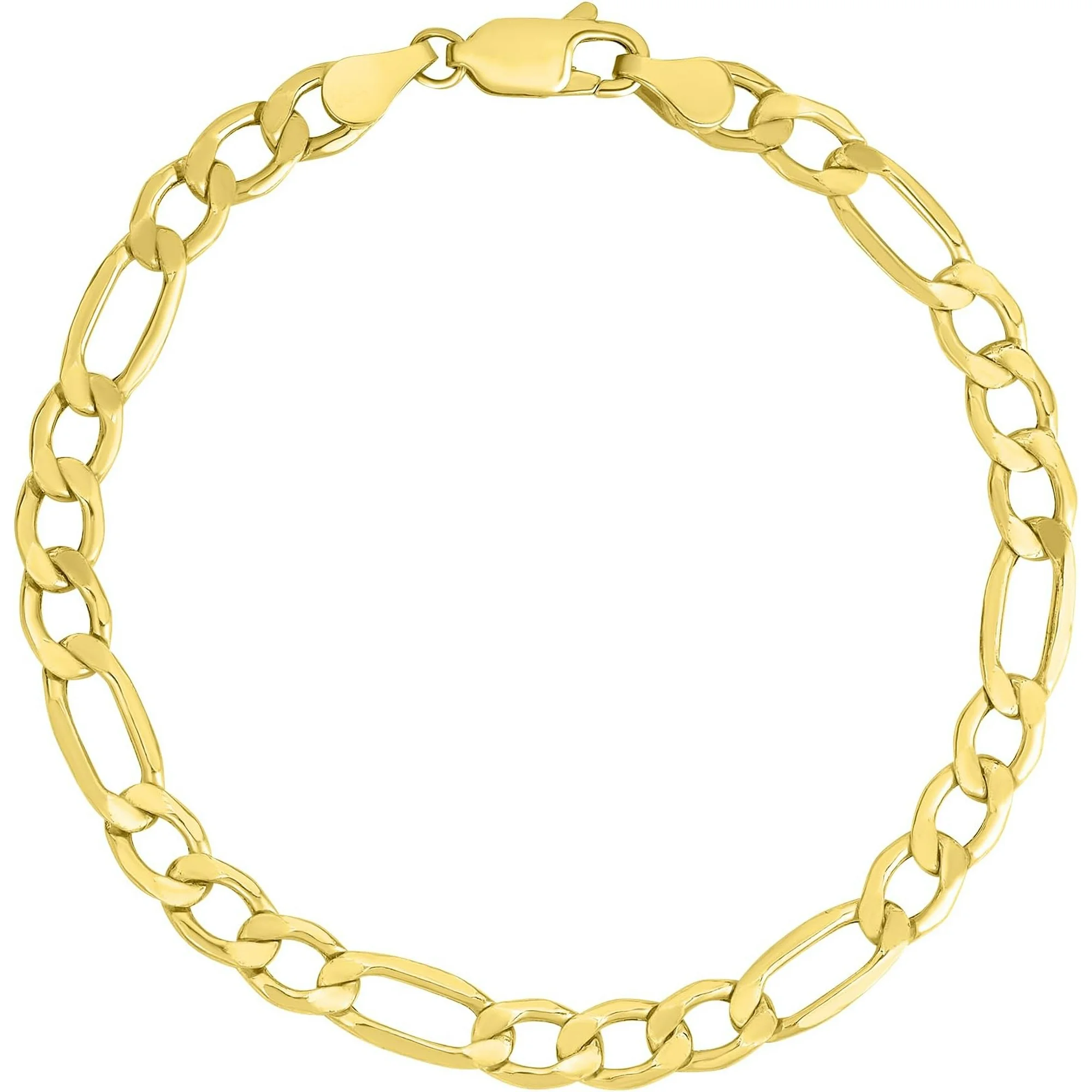 10KT Real Yellow Gold Figaro Link 4.0MM Chain Bracelet (7"-9") Italian Jewelry for Men & Women