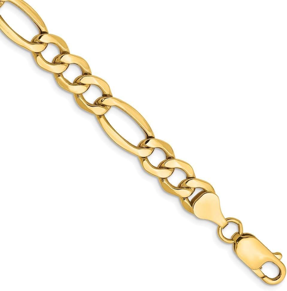 10KT Real Yellow Gold Figaro Link 4.0MM Chain Bracelet (7"-9") Italian Jewelry for Men & Women