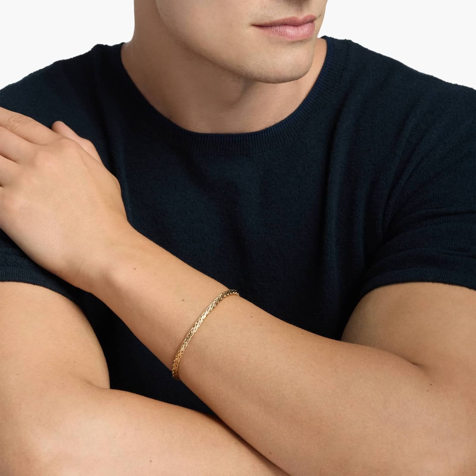 8.75" Men's Diamond Cut Square Franco Bracelet In 14k Yellow Gold (4.4 Mm)