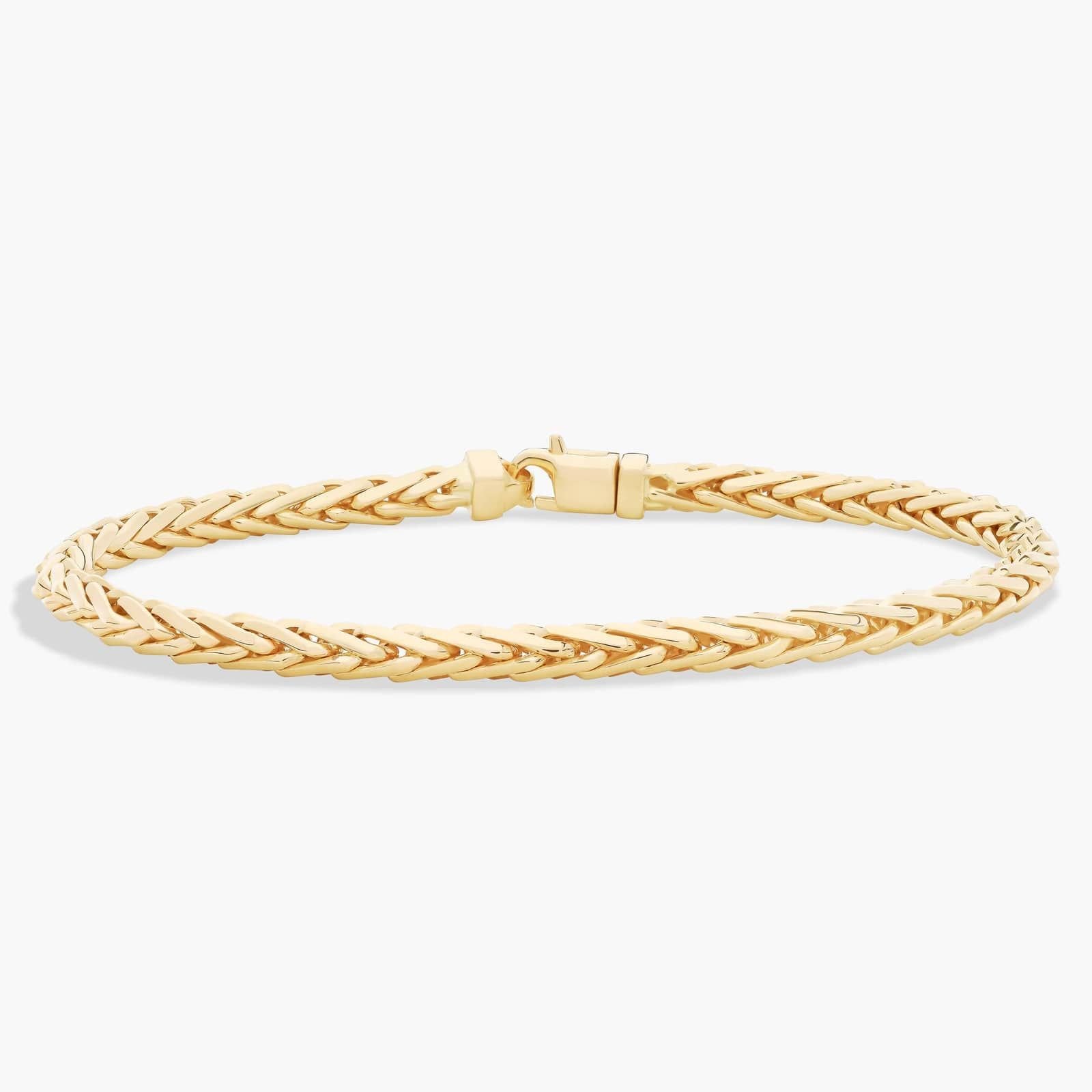 8.75" Men's Diamond Cut Square Franco Bracelet In 14k Yellow Gold (4.4 Mm)