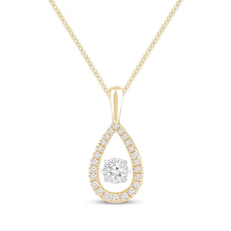 Unstoppable Love Diamond Teardrop Frame Necklace 1/2 ct tw 10K Yellow Gold 19"