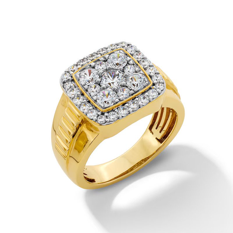 Cushion-Shaped Lab-Grown Multi-Diamond Frame Ring