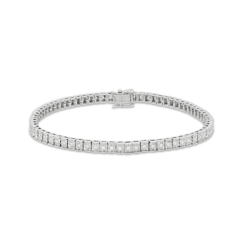 Lab-Grown Diamonds Men's Square Link Line Bracelet