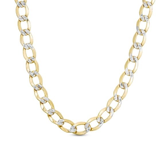 Italian Gold Men's 7.2mm Curb Chain Necklace in Hollow 10K Two-Tone Gold - 24"