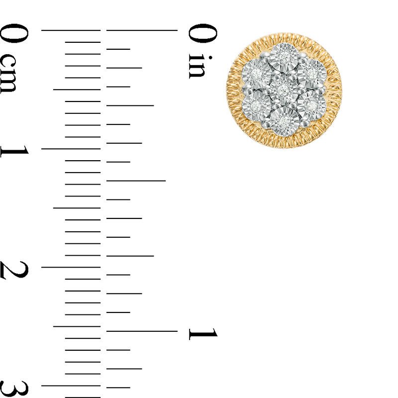 1/20 CT. T.W. Multi-Diamond Textured Frame Stud Earrings in Sterling Silver with 14K Gold Plate