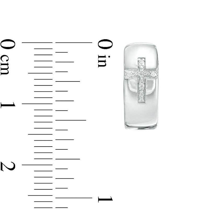 Diamond Accent Cross Huggie Hoop Earrings