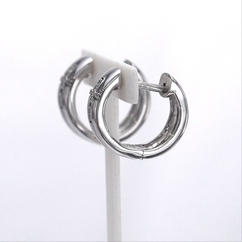Diamond Accent Cross Huggie Hoop Earrings