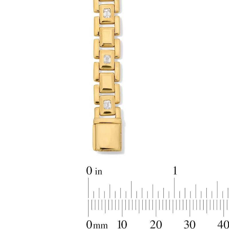 1-1/4 CT. T.W. Emerald-Cut Lab-Grown Diamond Link Bracelet in Sterling Silver with 14K Gold Plate (F/VS2) - 8.25″